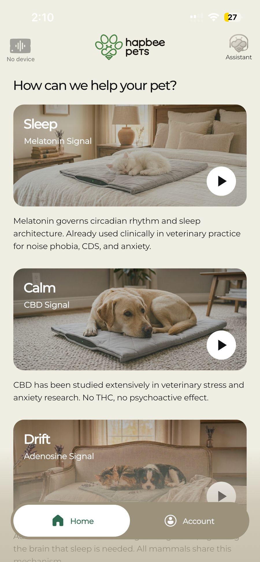 Hapbee Pets mobile app