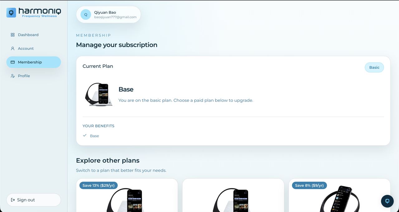 Harmoniq membership portal